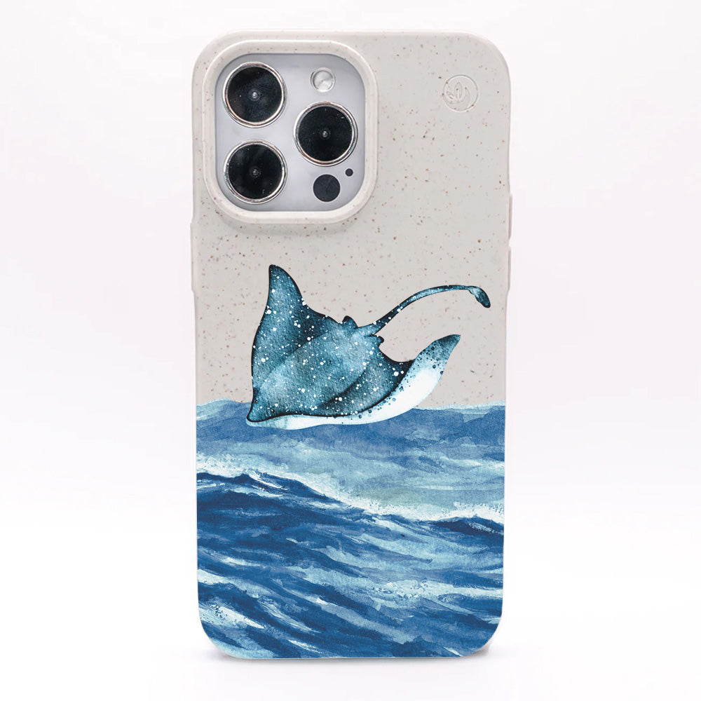 iPhone 15 pro case - white Manta - "Manta Wave" - sustainable
