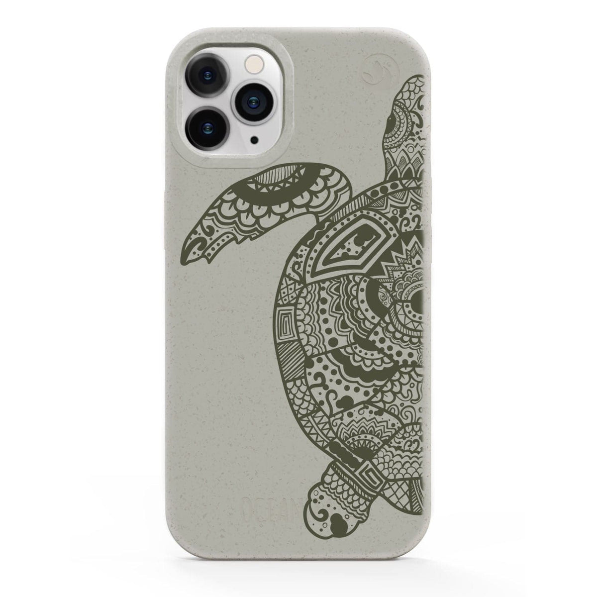 iPhone 12 pro case - beige - "GREEN TURTLE" - sustainable