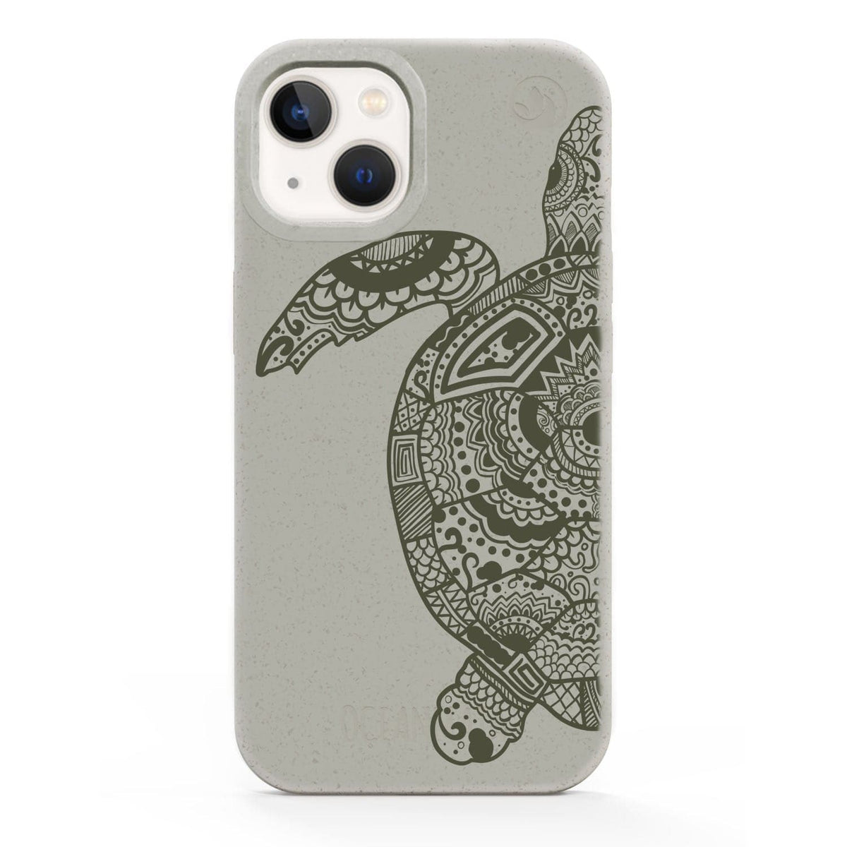 iPhone 13 case - beige - "GREEN TURTLE" - sustainable