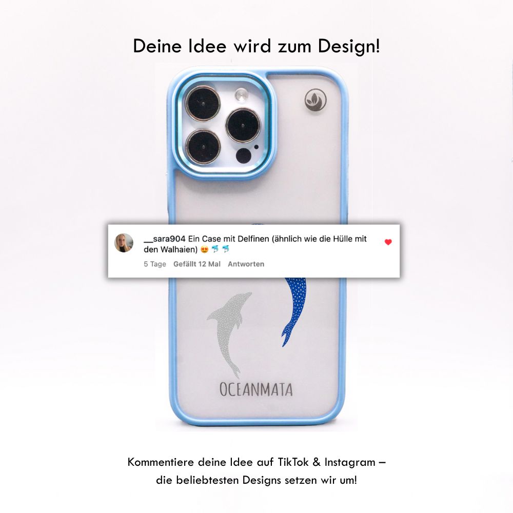 iPhone 15 Case - Dolphin Blue - "Dolphin Twins" - Sustainable