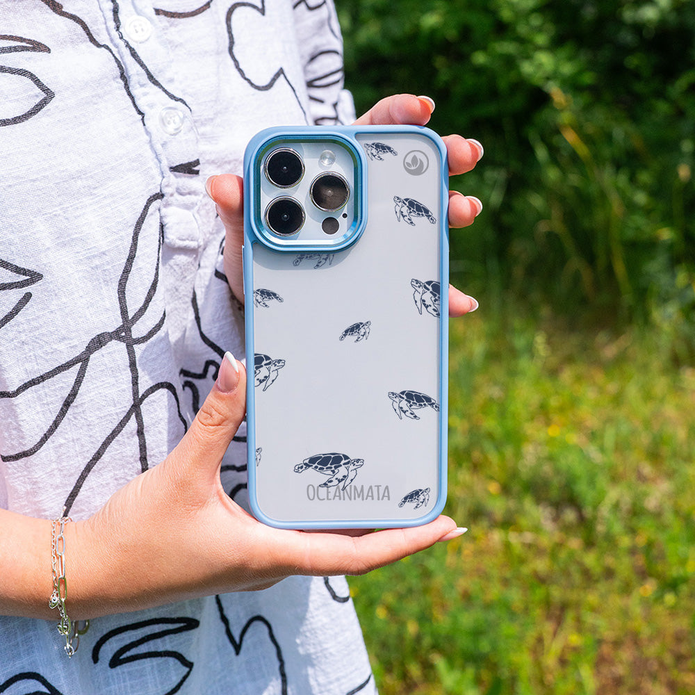 iPhone 13 pro case - turtles blue - "Turtlino" - sustainable