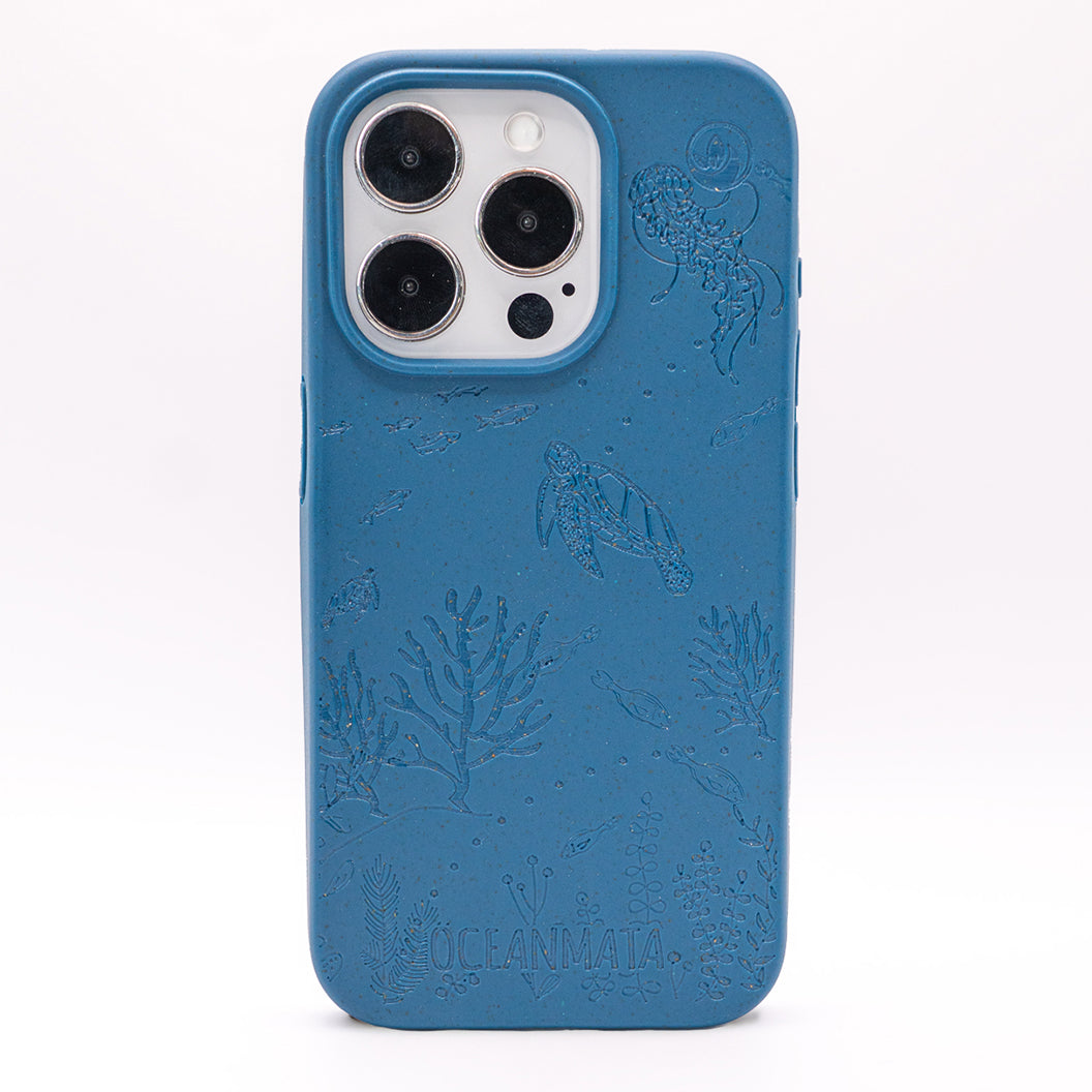 iPhone 15 pro max case 'TURTLE Family' - blue - sustainable