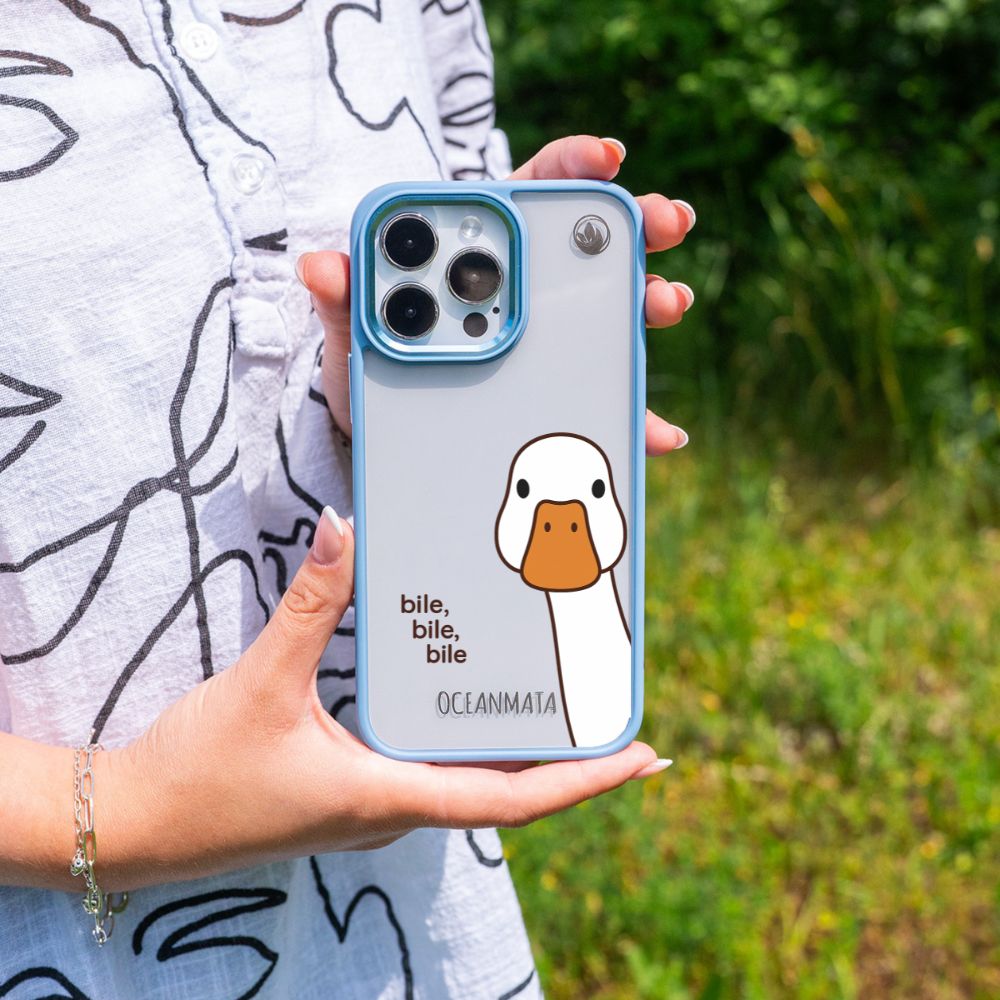 iPhone 15 pro max case - white duck - "Bile Bile Bile" - sustainable