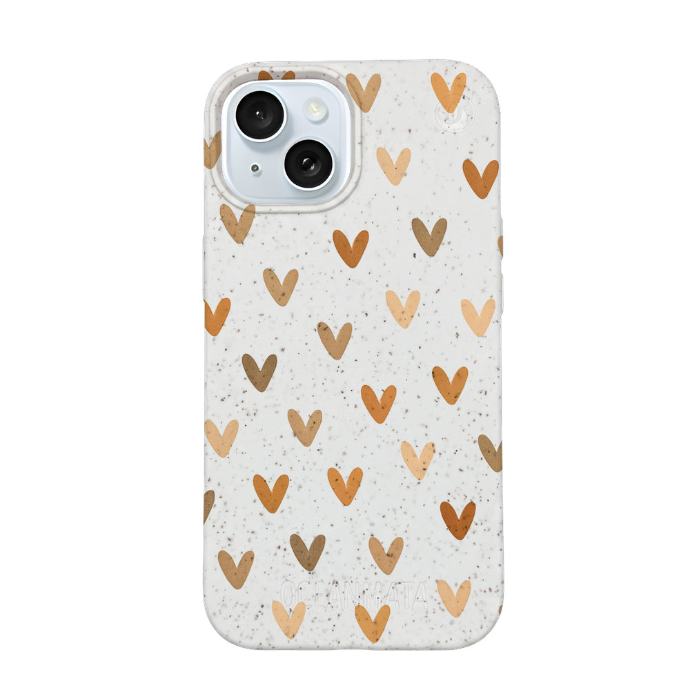 iPhone 15 Case - White Heart - "AutumnLove" - Sustainable
