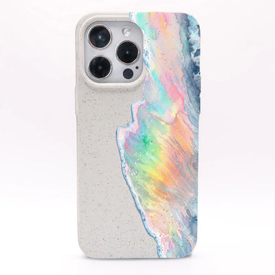 iPhone 15 Pro Case - Rainbow Wave White - "WaveOfPride" - sustainable