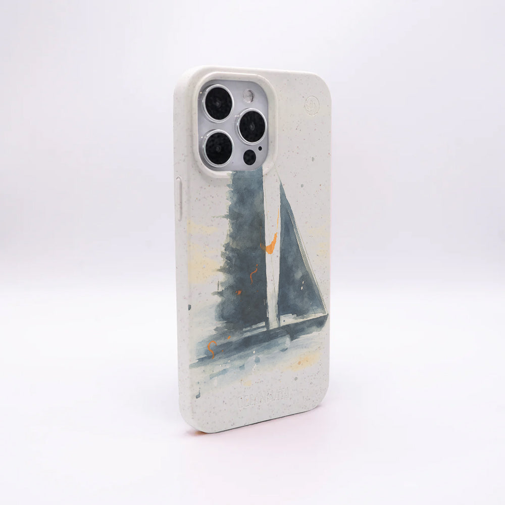 iPhone 16 pro max Hülle - Segeln weiß - "Golden Horizon" - nachhaltig