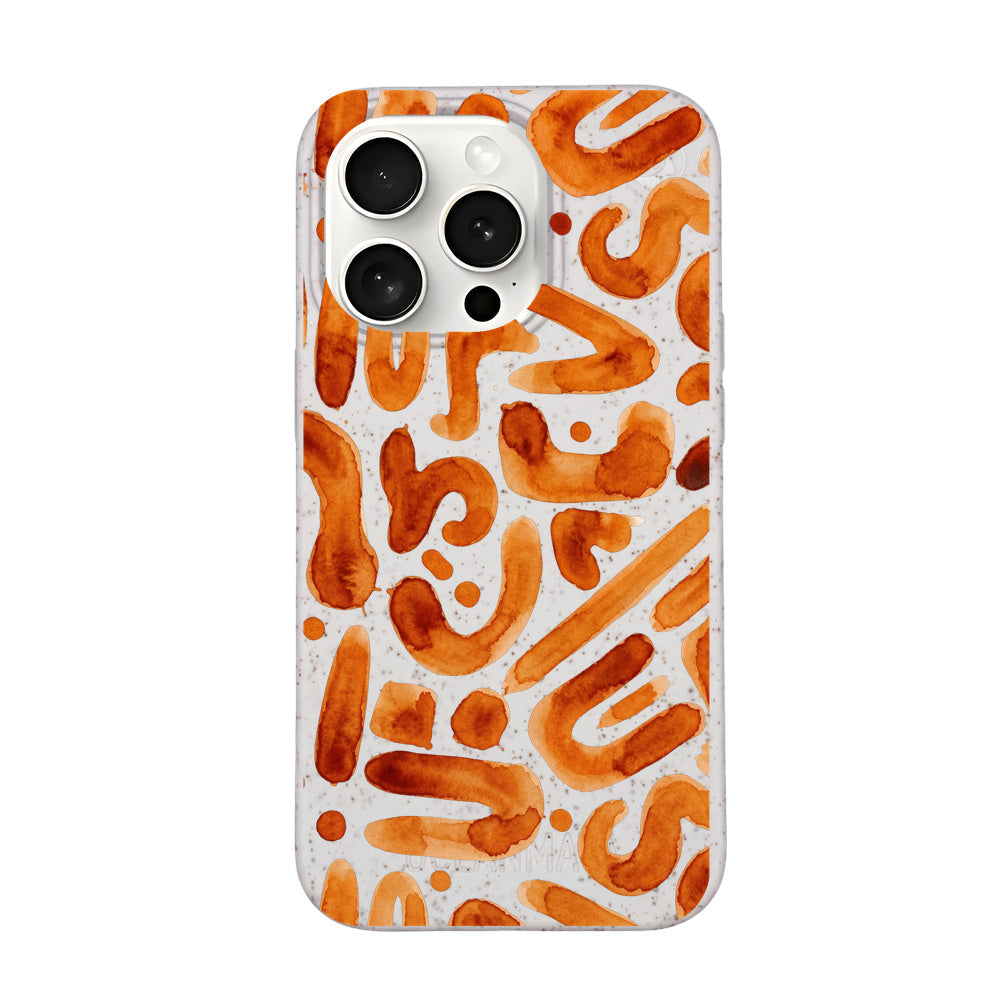 iPhone 15 pro max Hülle - orange - "buchstabensuppe" - nachhaltig