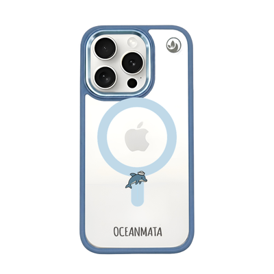iPhone 15 pro Hülle - Delfin blau - "Captain Dolphin" - nachhaltig