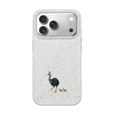 iPhone 17 Pro Max Case - Cassowary White - "CassowaryStroll" - Sustainable