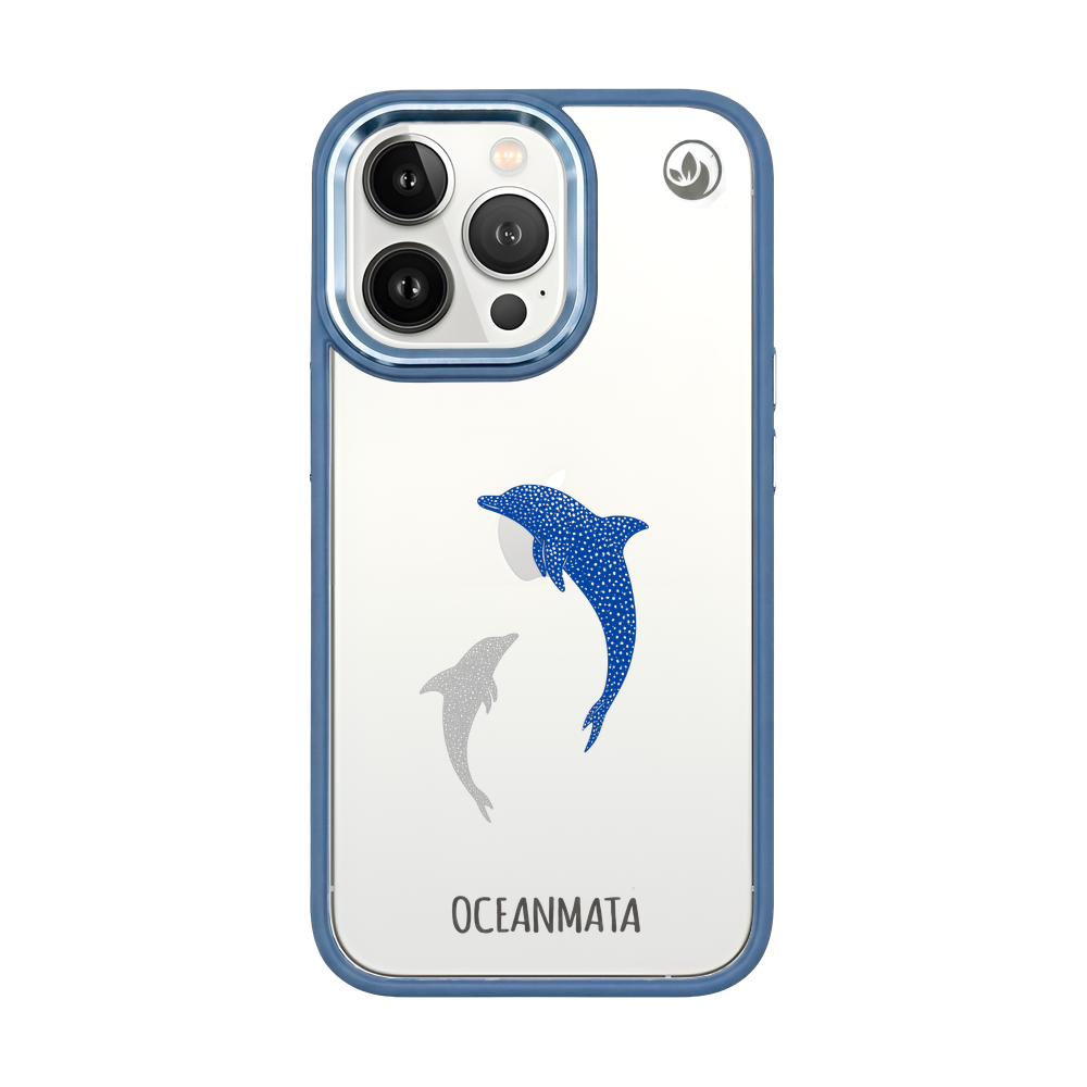 iPhone 13 pro max case - dolphin blue - "Dolphin Twins" - sustainable
