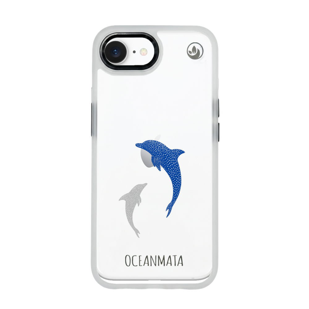 iPhone 16e Case - Dolphin Blue - "Dolphin Twins" - Sustainable