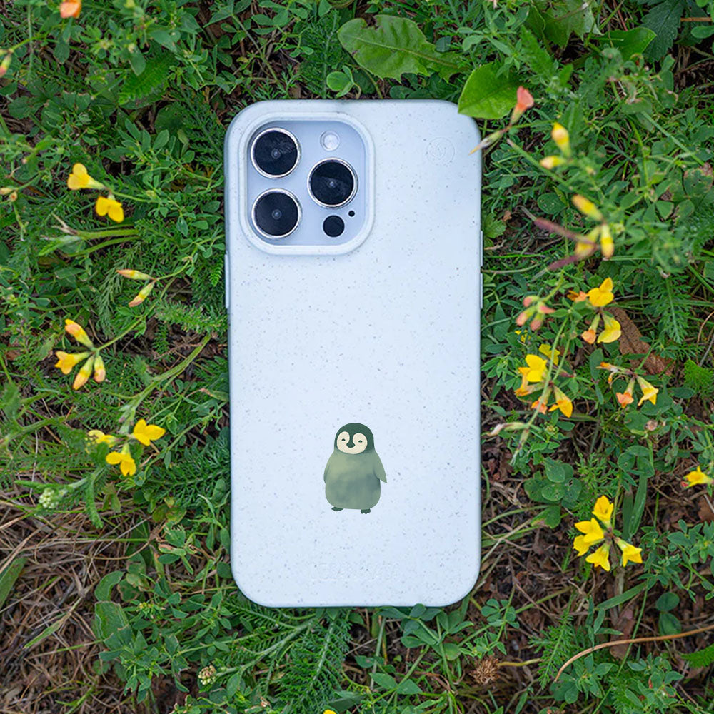 iPhone 15 Hülle - Pinguin weiß - "HappyPinguin" - nachhaltig