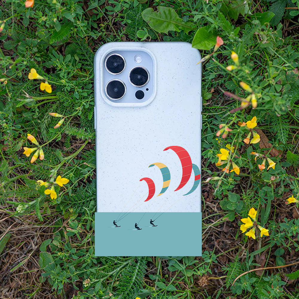 iPhone 15 pro Hülle - Kite weiß - "Kitesurf" - nachhaltig