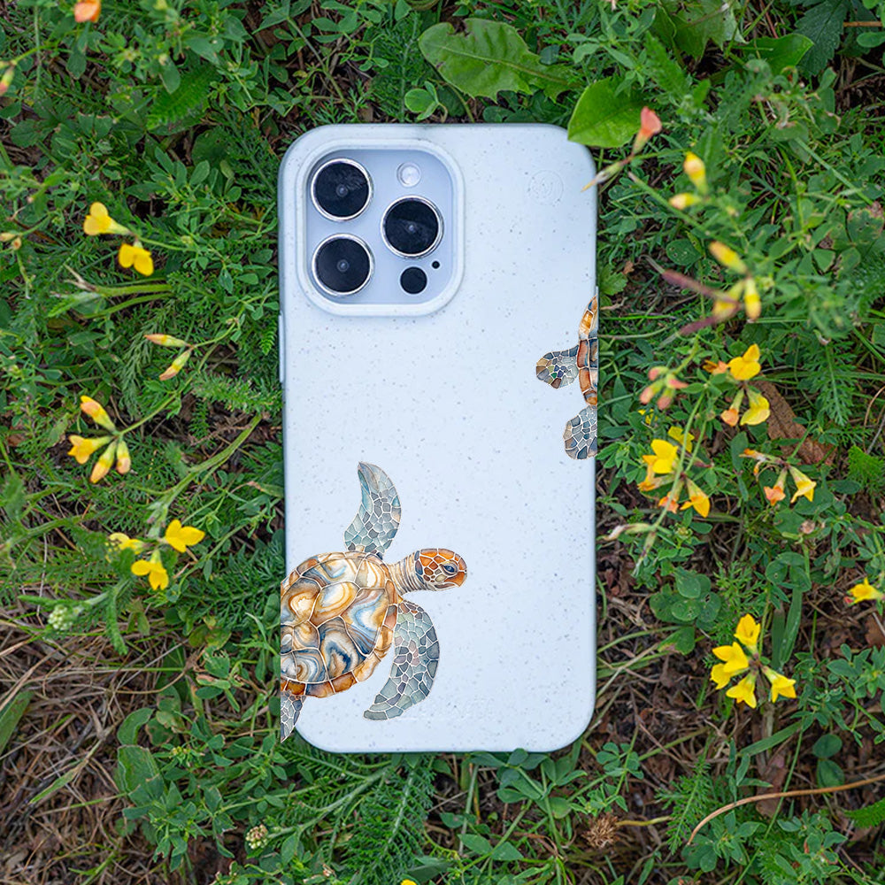 iPhone 16e Hülle - Schildkröte weiß - "TurtleGaze" - nachhaltig