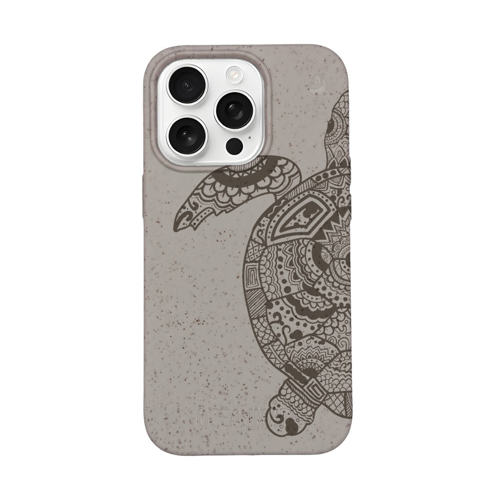 iPhone 16 pro case - beige - "GREEN TURTLE" - sustainable