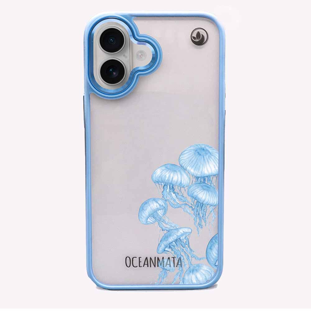 iPhone 16 Hülle - qualle blau - "Jellies" - nachhaltig