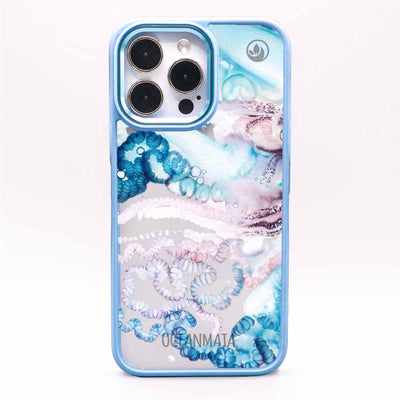 iPhone 15 Pro Case - Jellyfish Blue - "Men o' War" - sustainable