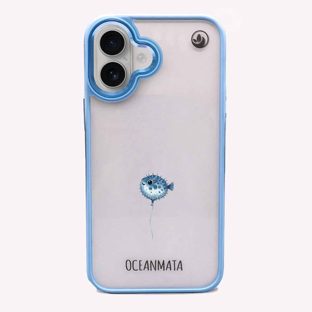 iPhone 16 Hülle - kugelfisch blau - "Pufferfish" - nachhaltig
