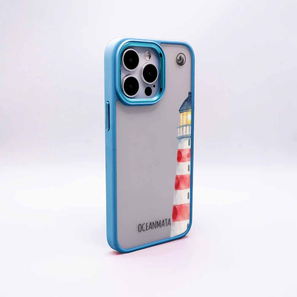 iPhone 13 pro Hülle - Leuchtturm blau - "Lighthouse" - nachhaltig