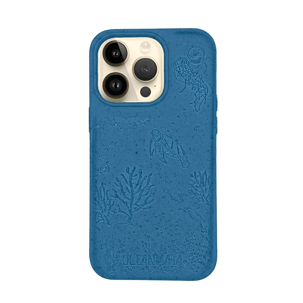 iPhone 14 pro case 'TURTLE Family' - blue - sustainable