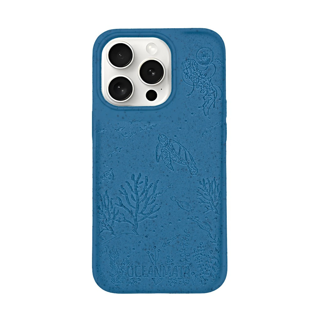 iPhone 15 pro case 'TURTLE Family' - blue - sustainable