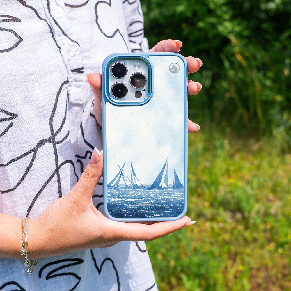 iPhone 16 pro max Hülle - segeln blau - "BlueHorizon" - nachhaltig