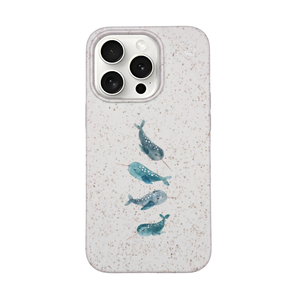 Biologisch abbaubare Handyhülle iPhone 15 pro Narwhal — kompostierbar — Vorderseite