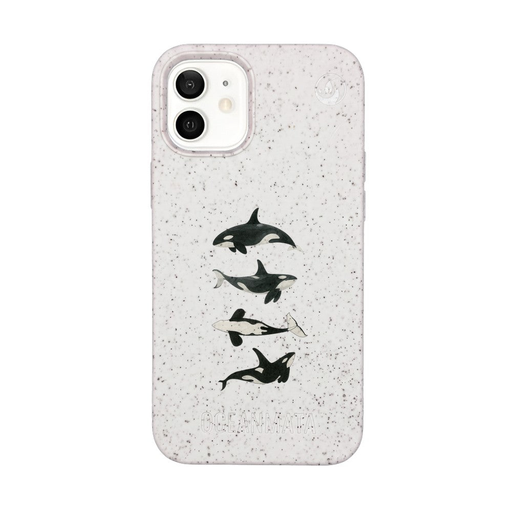 Biologisch abbaubare Handyhülle iPhone 12 mini Orcafamily — kompostierbar — Vorderseite
