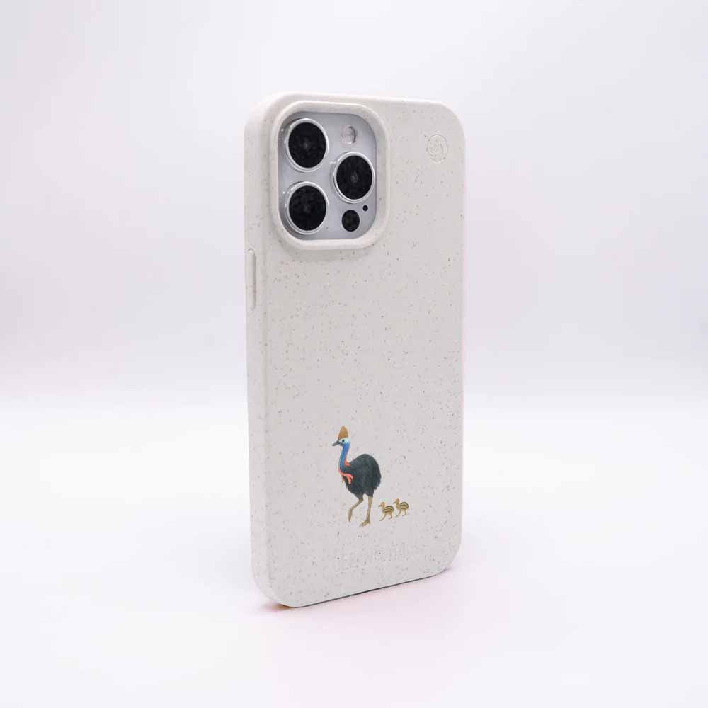 iPhone 14 pro max Hülle - Cassowary weiß - "CassowaryStroll" - nachhaltig
