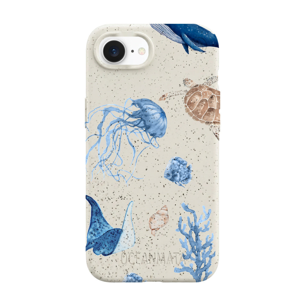 iPhone 16e/17e Case - White Turtle - "Sea Turtle & Friends" - sustainable
