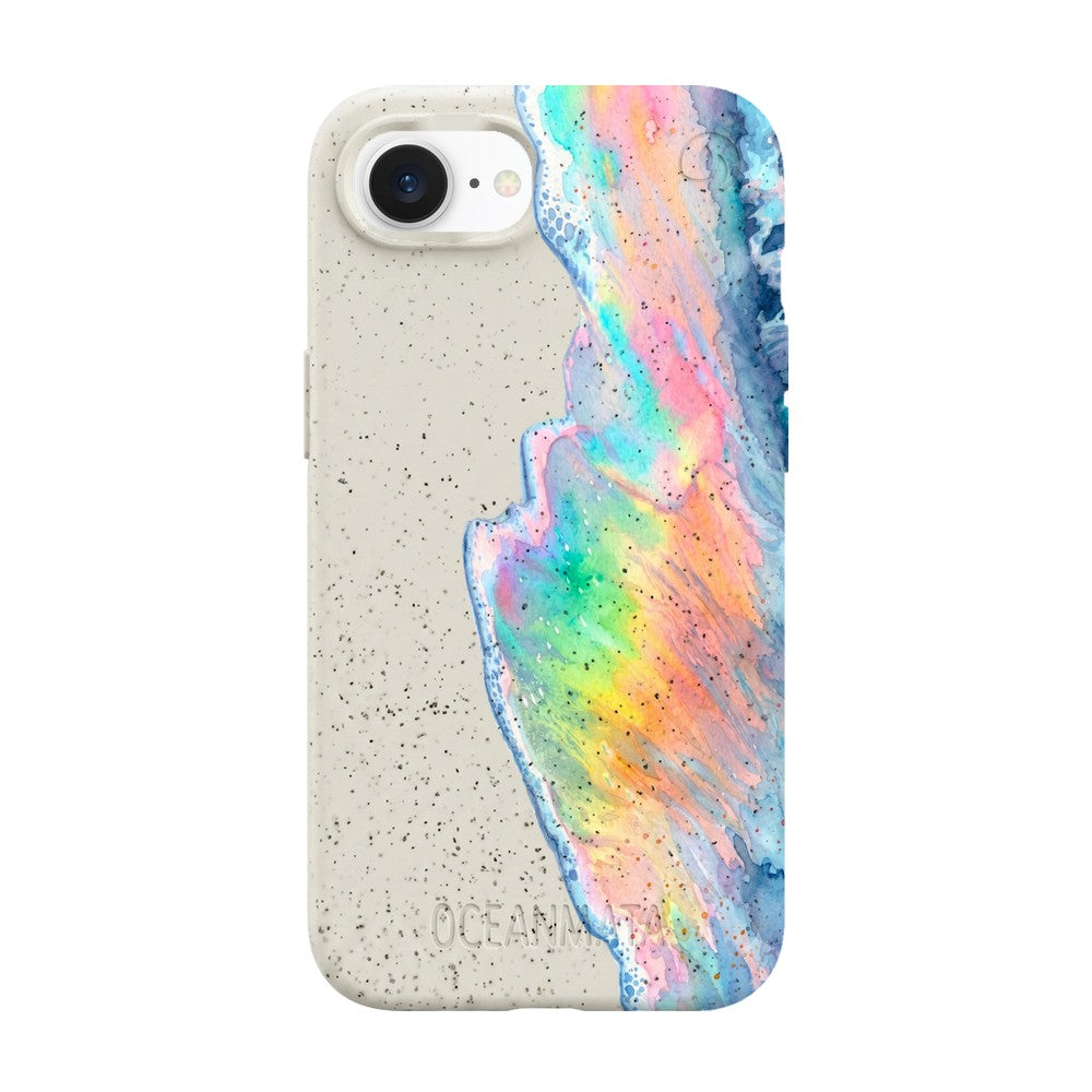 iPhone 16e Case - Rainbow Wave White - "WaveOfPride" - sustainable