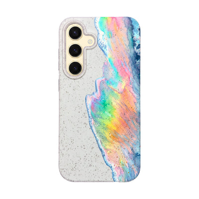 Samsung S24 Case - Rainbow Wave White - "WaveOfPride" - sustainable