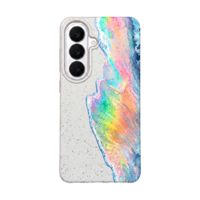 Samsung S26 Case - Rainbow Wave White - "WaveOfPride" - sustainable