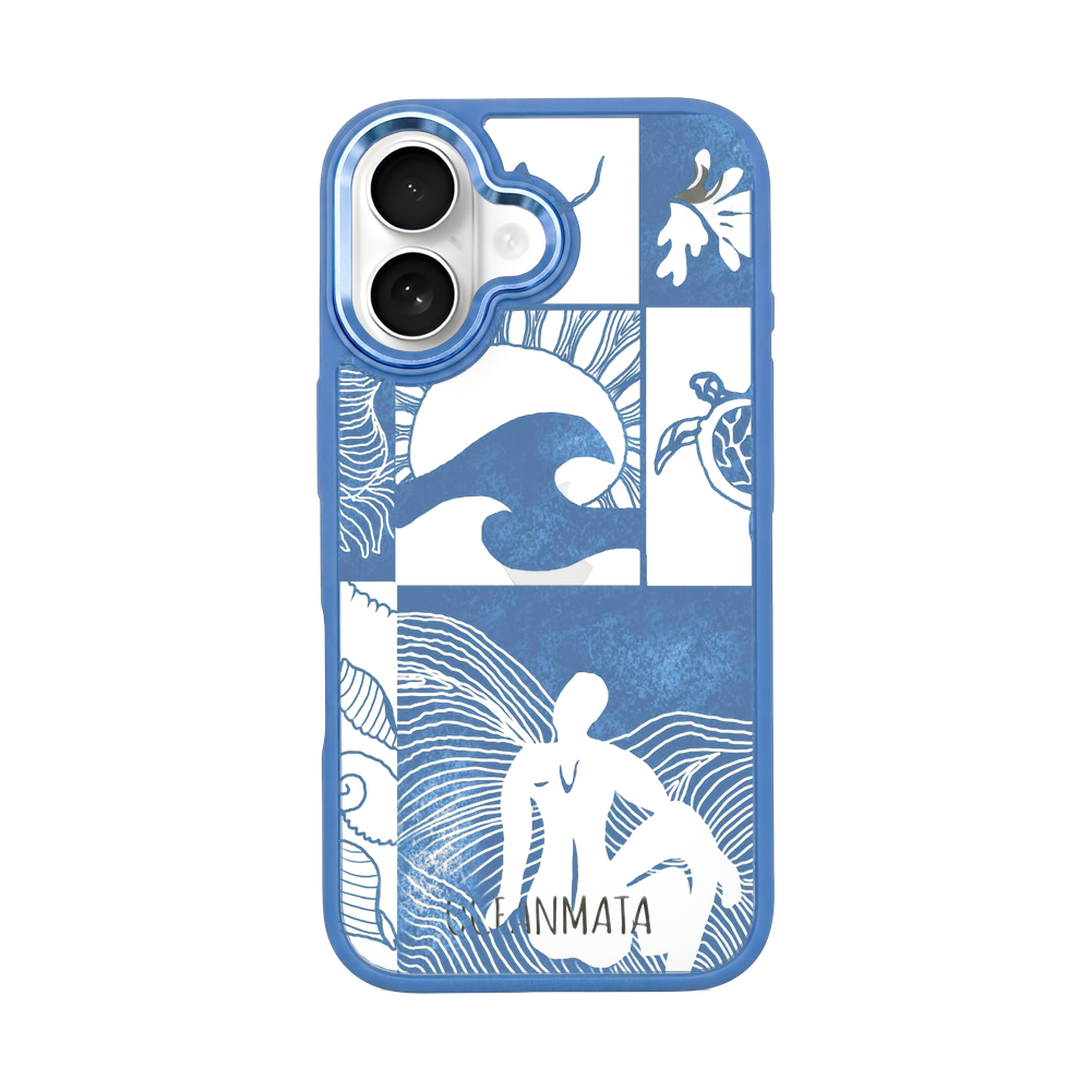 iPhone 16 Case - Line Art Ocean - "Waves of Balance" - sustainable