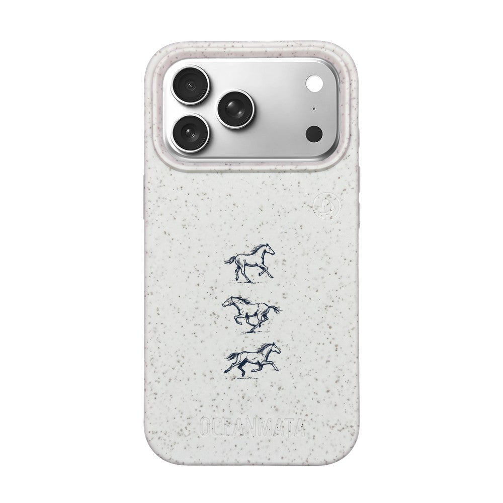 iPhone 18 Pro Max / 17 Pro Max Hülle - Pferd weiß - "wild" - nachhaltig