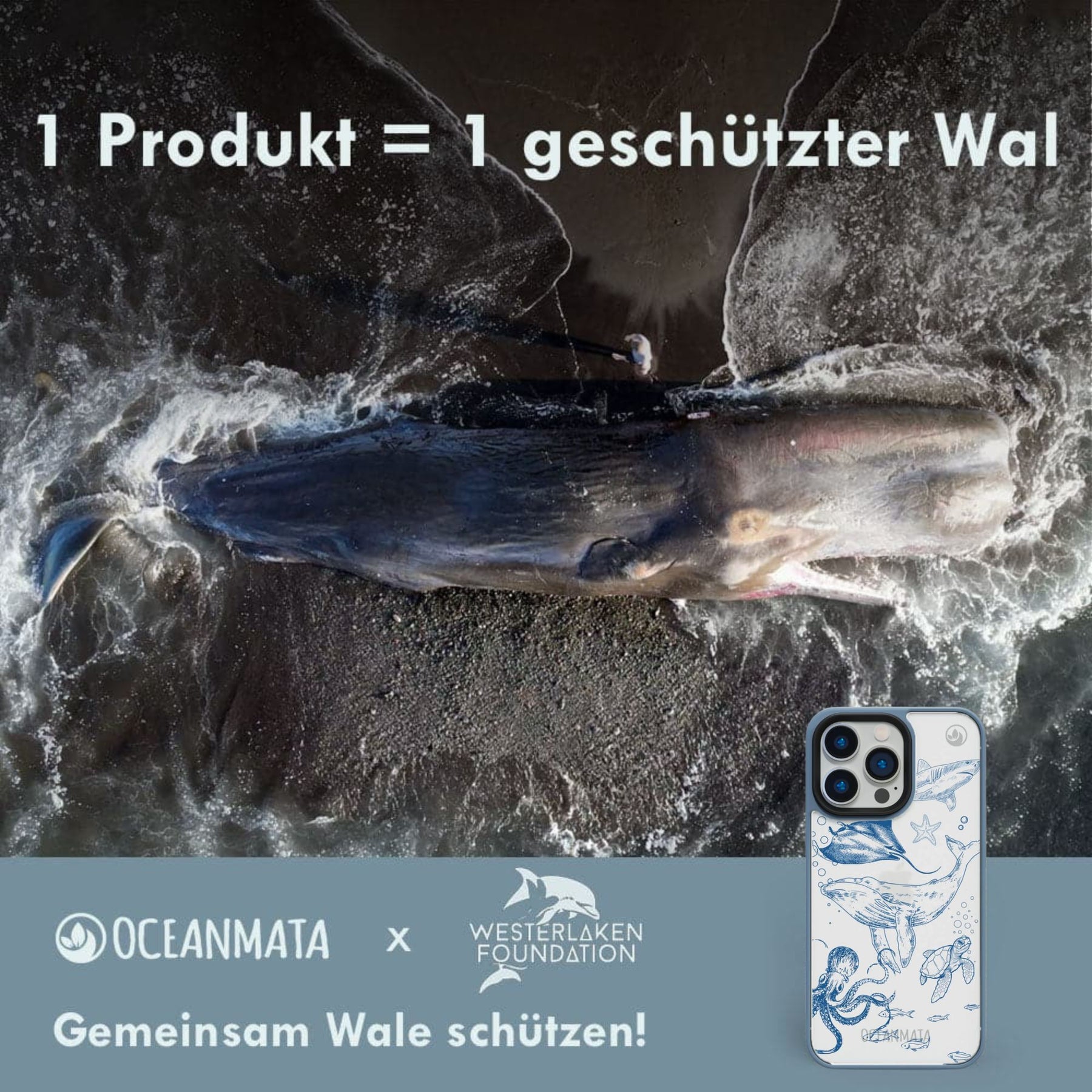 iPhone 12 pro max case - whale blue - "WhaleLife" - sustainable 