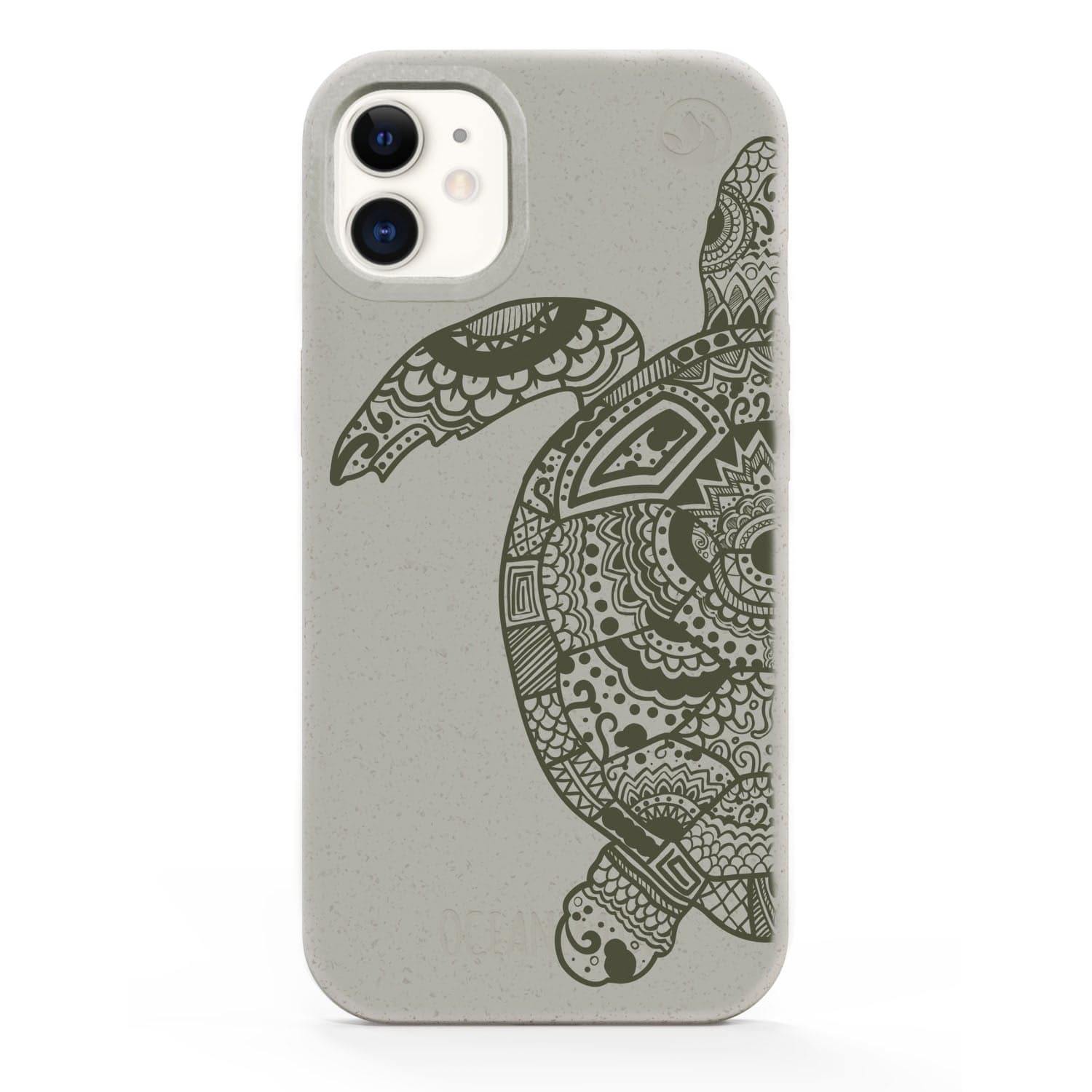 iPhone 12 mini case - beige - "GREEN TURTLE" - sustainable