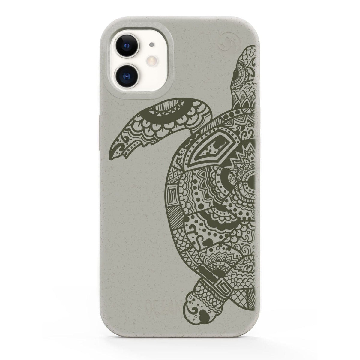 iPhone 12 mini case - beige - "GREEN TURTLE" - sustainable