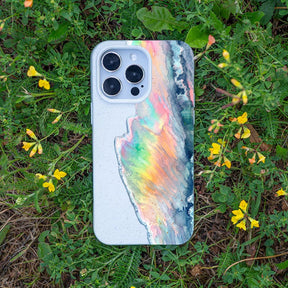 iPhone 12 mini Hülle - Regenbogen Welle weiß - "WaveOfPride" - nachhaltig