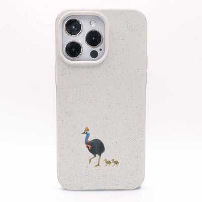 iPhone 13 mini Case - Cassowary White - "CassowaryStroll" - sustainable
