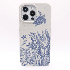 iPhone 16e Hülle - Schildkröten weiß - "White Silent Waves" - nachhaltig