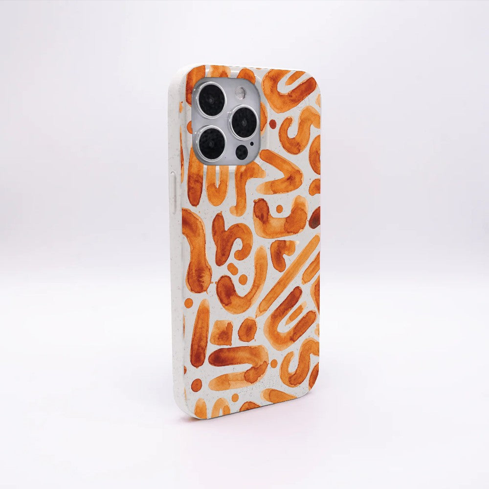 iPhone 16 Hülle - orange - "buchstabensuppe" - nachhaltig