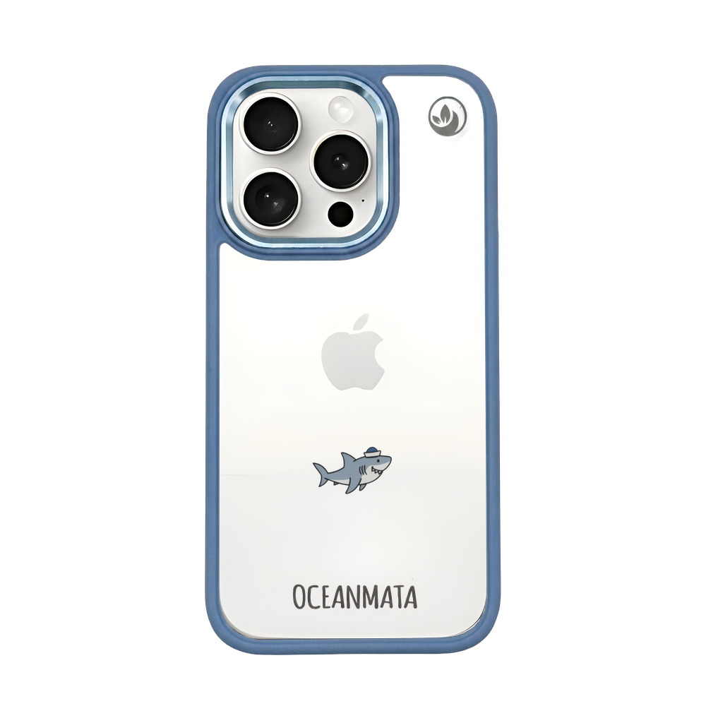 iPhone 15 pro Hülle - Hai blau - "Captain Shark" - nachhaltig