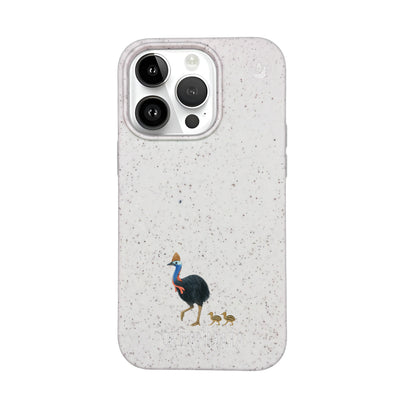 iPhone 14 Pro Max Case - Cassowary White - "CassowaryStroll" - sustainable