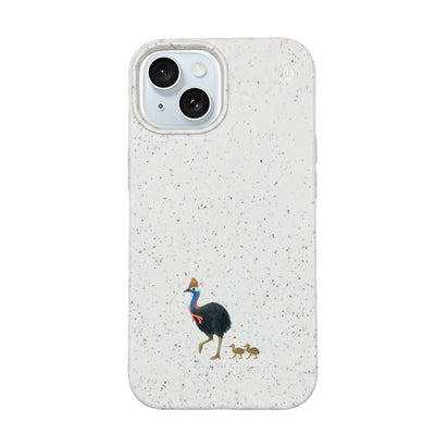 iPhone 15 Case - Cassowary White - "CassowaryStroll" - sustainable