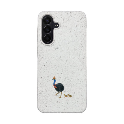 Samsung A56 Case - Cassowary White - "CassowaryStroll" - sustainable