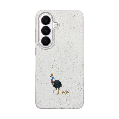 Samsung S26 Case - Cassowary White - "CassowaryStroll" - sustainable