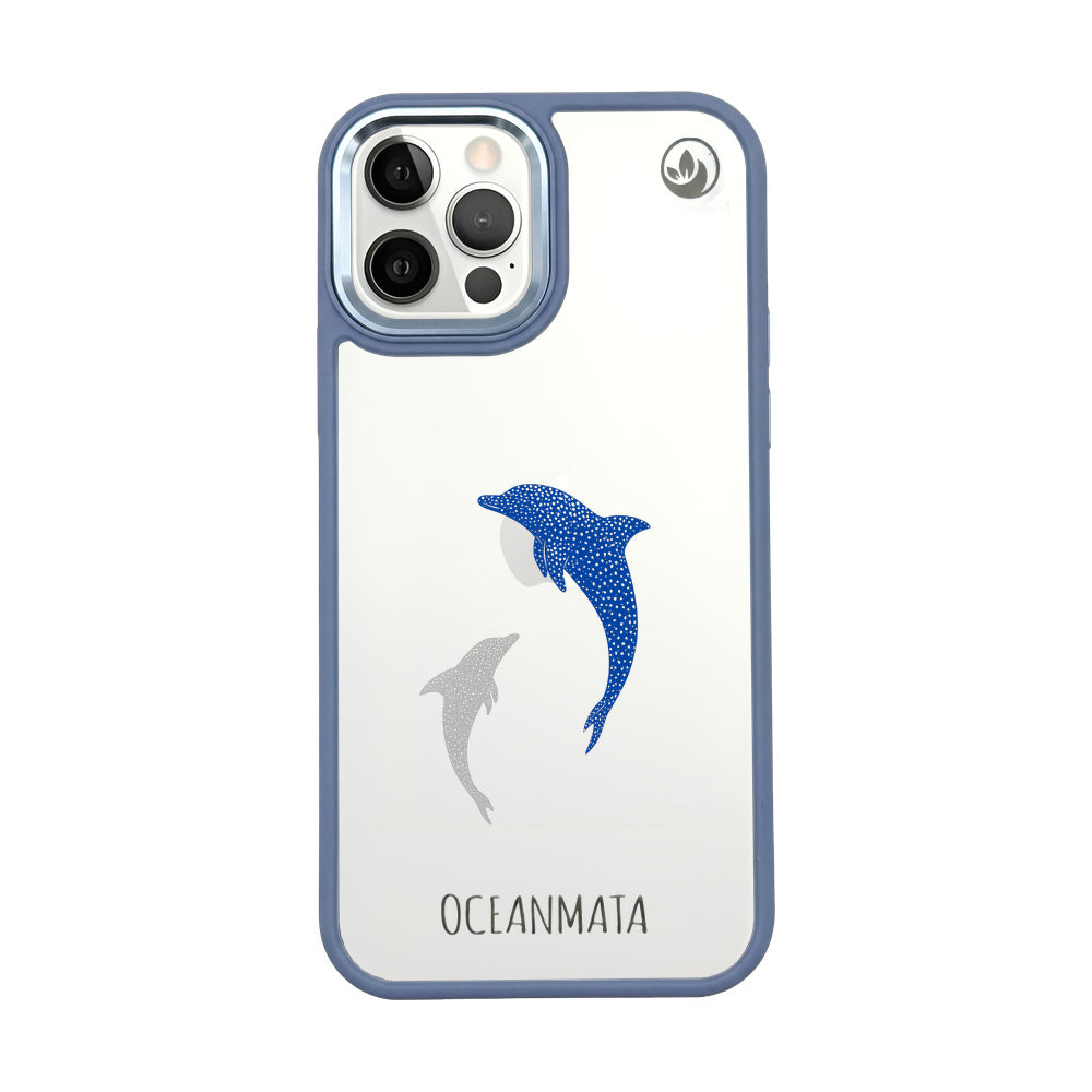 iPhone 12 pro / iPhone 12 case - dolphin blue - "Dolphin Twins" - sustainable