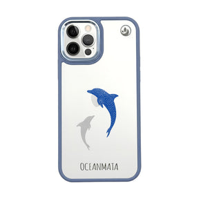 iPhone 12 pro / iPhone 12 case - dolphin blue - "Dolphin Twins" - sustainable