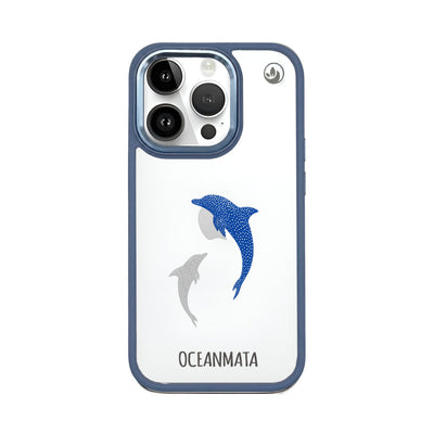 iPhone 14 pro case - dolphin blue - "Dolphin Twins" - sustainable